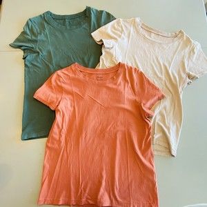 Madewell Northside Vintage Tee Shirt Lot of 3 Small Sandstone, Basil, Apricot